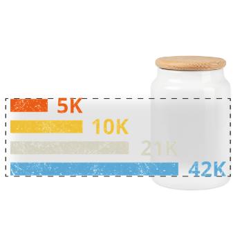 Distances de course II - 5 km 10 km 21 km 42 km marathonien - Boîte à biscuits avec couvercle en bois - blanc - Devant