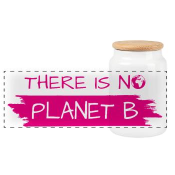 Kein Planet B Pinselstrich-Aufdruck - Panorama Keksdose mit Holzdeckel - Weiß - Vorne