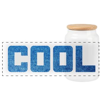 Cool Jeans Muster Party stylish Statement Vibes - Panorama Keksdose mit Holzdeckel - Weiß - Vorne