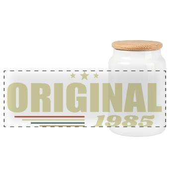 40. Geburtstag 40 Jahre Original 1985 - Panorama Keksdose mit Holzdeckel - Weiß - Vorne