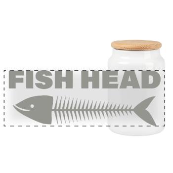 fish head - Panoramic Cookie Jar with Wooden Lid - white - Front