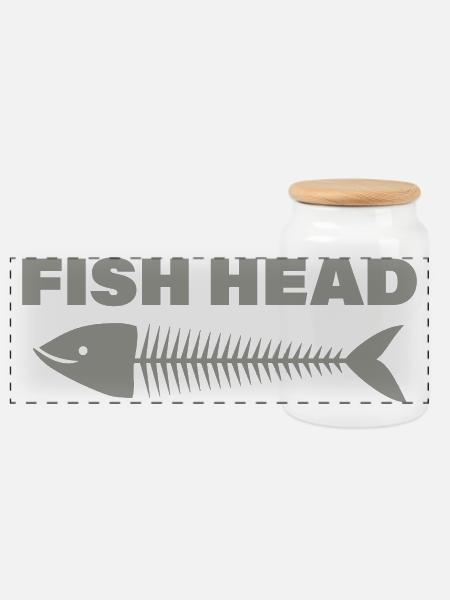 FISH HEAD - Panorama Keksdose mit Holzdeckel - Weiß