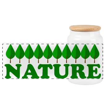 Nature - Panoramic Cookie Jar with Wooden Lid - white - Front