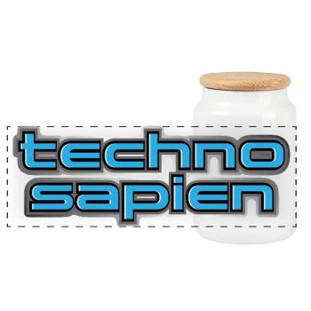 Techno Sapien - Panoramic Cookie Jar with Wooden Lid - white - Front