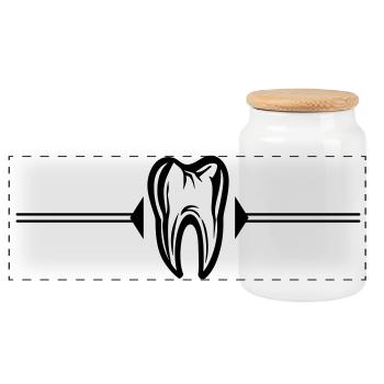 Icône de la dent dentiste - Boîte à biscuits avec couvercle en bois - blanc - Devant