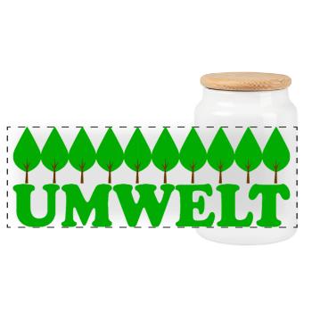 UMWELT - Panorama Keksdose mit Holzdeckel - Weiß - Vorne