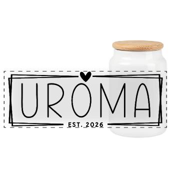 Uroma Est. 2026 - Panorama Keksdose mit Holzdeckel - Weiß - Vorne