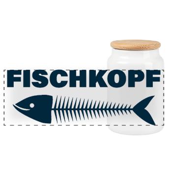 FISCHKOPF - Panorama Keksdose mit Holzdeckel - Weiß - Vorne