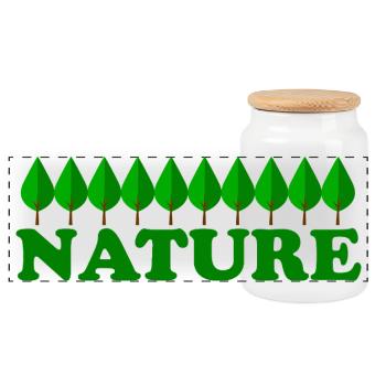 Nature - Panoramic Cookie Jar with Wooden Lid - white - Front