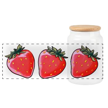 De jolies fraises - Boîte à biscuits avec couvercle en bois - blanc - Devant