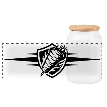 Döner Symbol Dönerskeß - Boîte à biscuits avec couvercle en bois - blanc - Devant