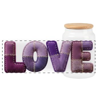 J’adore le look patchwork en tissu 3D en lettres - Boîte à biscuits avec couvercle en bois - blanc - Devant