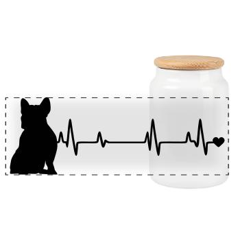 Dog - Panoramic Cookie Jar with Wooden Lid - white - Front