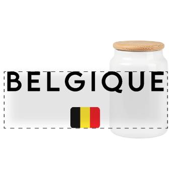 Belgische Flagge, elegantes minimalistisches Design - Panorama Keksdose mit Holzdeckel - Weiß - Vorne