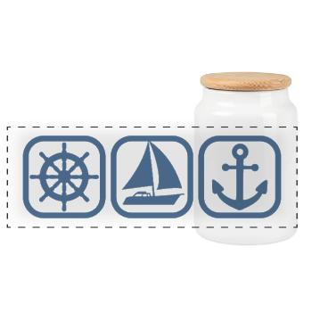 Navigateur Plaisancier Capitaine Voilier Ancre Voile - Boîte à biscuits avec couvercle en bois - blanc - Devant