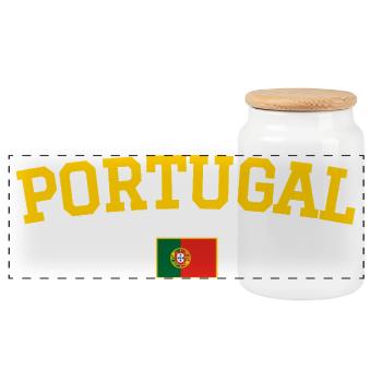 Portugal Flagge Design Gelb - Panorama Keksdose mit Holzdeckel - Weiß - Vorne