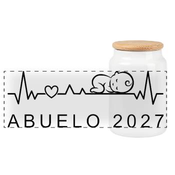 Futuro Abuelo 2027 Latido Corazón Anuncio Embarazo - Panorama Keksdose mit Holzdeckel - Weiß - Vorne
