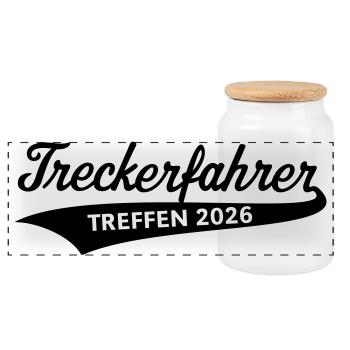 Treckerfahrer – Treffen 2026 (Trecker Traktor / B) - Panorama Keksdose mit Holzdeckel - Weiß - Vorne