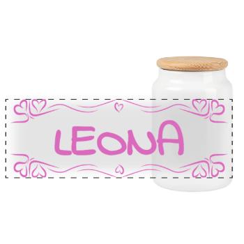 Hearts Leona - Boîte à biscuits avec couvercle en bois - blanc - Devant