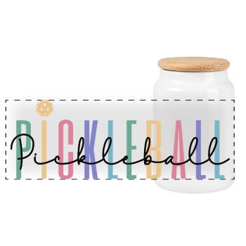 Pastel Rainbow Pickleball Player - Panorama Keksdose mit Holzdeckel - Weiß - Vorne