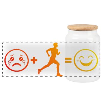 Geschenkidee für einen Running mit Running - Panorama Keksdose mit Holzdeckel - Weiß - Vorne