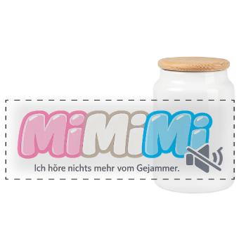 TEAM MiMiMi – Complaining at the Highest Level - Panoramic Cookie Jar with Wooden Lid - white - Front