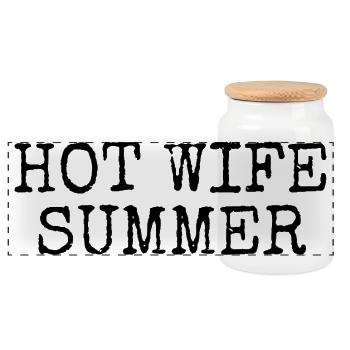 Hot Wife Summer | Humour Épouse Vacances Été - Boîte à biscuits avec couvercle en bois - blanc - Devant