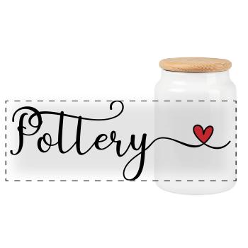 Don de typographie Pottery Heart - Boîte à biscuits avec couvercle en bois - blanc - Devant