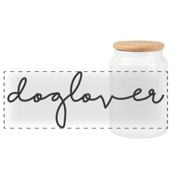 Doglover Script - Panoramic Cookie Jar with Wooden Lid - white - Front