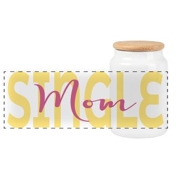 Single Mom - Panoramic Cookie Jar with Wooden Lid - white - Front