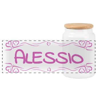 Geschenk für Alessio - Panorama Keksdose mit Holzdeckel - Weiß - Vorne