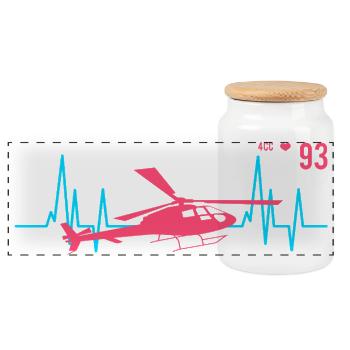 Hubschrauber Herzschlag Ekg Pilot - Panorama Keksdose mit Holzdeckel - Weiß - Vorne