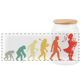 Retro Dudelsack Evolution Für Dudelsackspieler - Panorama Keksdose mit Holzdeckel - Weiß - Vorne