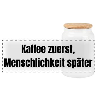 Le café d’abord, l’humanité ensuite – Drôle - Boîte à biscuits avec couvercle en bois - blanc - Devant
