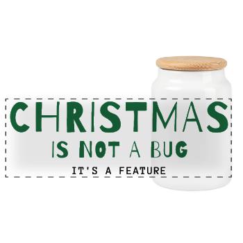 Christmas Is Not a Bug – It's a Feature - Panorama Keksdose mit Holzdeckel - Weiß - Vorne