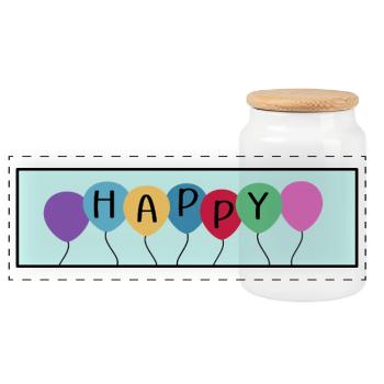 Geburtstag, joyeux anniversaire - Boîte à biscuits avec couvercle en bois - blanc - Devant