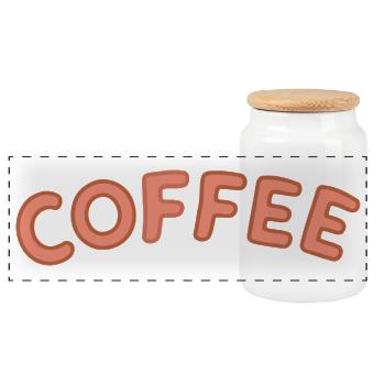 Café typographie en arc - Boîte à biscuits avec couvercle en bois - blanc - Devant