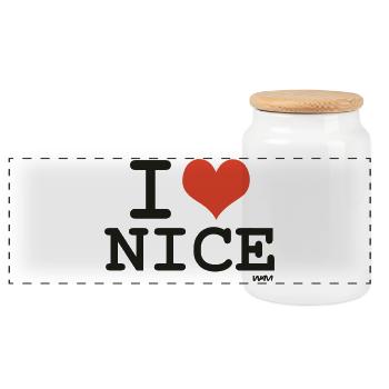 i love Nice - couleurs personnalisables - Boîte à biscuits avec couvercle en bois - blanc - Devant