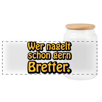 Wer nagelt schon gern Bretter | ficken | poppen - Boîte à biscuits avec couvercle en bois - blanc - Devant