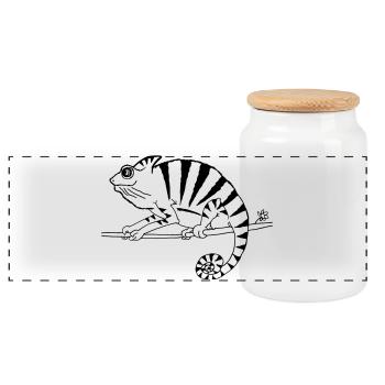 witziges Chamäleon Reptilien  - Panorama Keksdose mit Holzdeckel - Weiß - Vorne