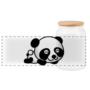 Glücklicher Panda - Panorama Keksdose mit Holzdeckel - Weiß - Vorne