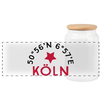 Köln - Panorama Keksdose mit Holzdeckel - Weiß - Vorne