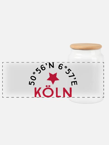 Köln - Panorama Keksdose mit Holzdeckel - Weiß