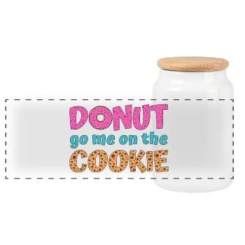Donut go me on the cookie - Panorama Keksdose mit Holzdeckel - Weiß - Vorne