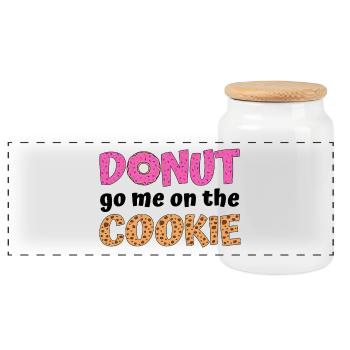 Donut go me on the cookie  - Panorama Keksdose mit Holzdeckel - Weiß - Vorne
