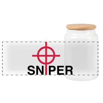 Sniper - Panoramic Cookie Jar with Wooden Lid - white - Front