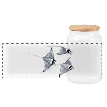 Manta ray - Raie blanket - rays devil fish blanket - Panoramic Cookie Jar with Wooden Lid - white - Front