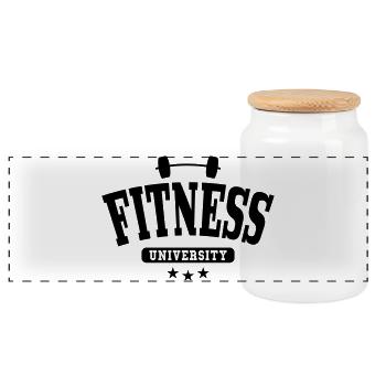 Fitness University - Panoramic Cookie Jar with Wooden Lid - white - Front