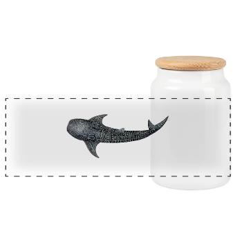 Whale shark - Panoramic Cookie Jar with Wooden Lid - white - Front