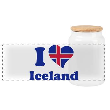 I love Iceland - Panoramic Cookie Jar with Wooden Lid - white - Front